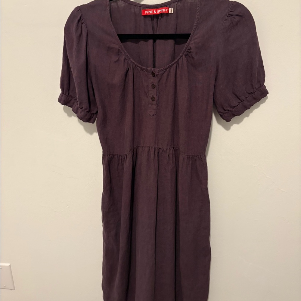 Pyne & Smith Model 33 Plum Linen Purple Women's Dress